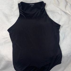 black razor back thong bodysuit